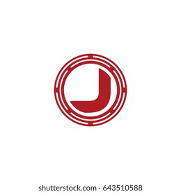 initial letter logo j uppercase red monogram
