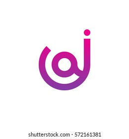 initial letter logo ja, aj, a inside j rounded lowercase purple pink