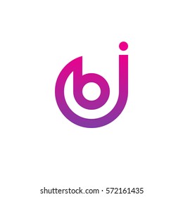 initial letter logo jb, bj, b inside j rounded lowercase purple pink