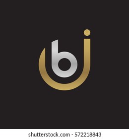 initial letter logo jb, bj, b inside j rounded lowercase logo gold silver