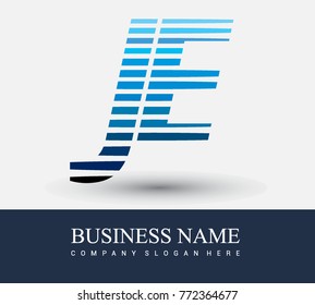 initial letter logo JE colored blue with striped compotition, Vector logo design template elements for your business or company identity
