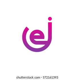 initial letter logo je, ej, e inside j rounded lowercase purple pink
