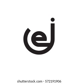 initial letter logo je, ej, e inside j rounded lowercase black monogram