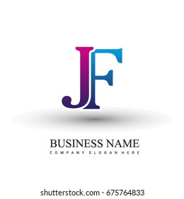 initial letter logo JF colored red and blue, Vector logo design template elements for your business or company identity