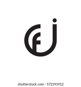 initial letter logo jf, fj, f inside j rounded lowercase black monogram