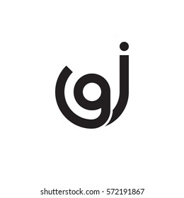 initial letter logo jg, gj, g inside j rounded lowercase black monogram