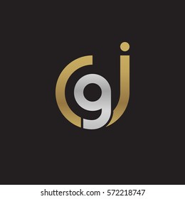 initial letter logo jg, gj, g inside j rounded lowercase logo gold silver