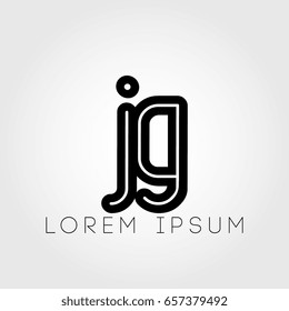 initial letter logo jg outline lowercase black logotype