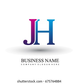 initial letter logo JH colored red and blue, Vector logo design template elements for your business or company identity