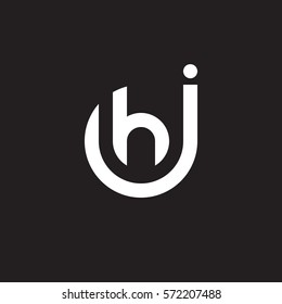 initial letter logo jh, hj, h inside j rounded lowercase white black background