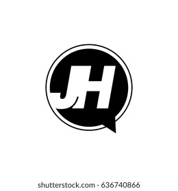 Initial letter logo jh inside speech bubble black