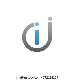 initial letter logo ji, ij, i inside j rounded lowercase blue gray