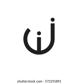 initial letter logo ji, ij, i inside j rounded lowercase black monogram