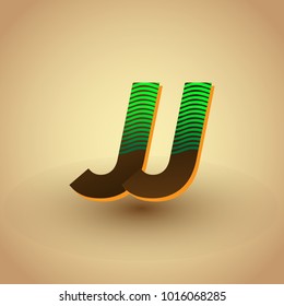 initial letter logo JJ colored green and brown with striped composition, Vector logo design template elements for your business or company identity