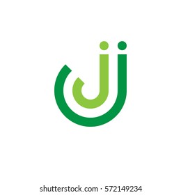 initial letter logo jj, j inside j rounded lowercase green flat