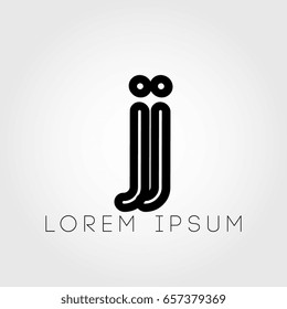 initial letter logo jj outline lowercase black logotype