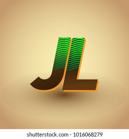 initial letter logo JL colored green and brown with striped composition, Vector logo design template elements for your business or company identity