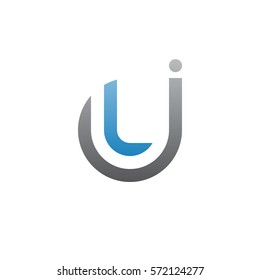 initial letter logo jl, lj, l inside j rounded lowercase blue gray