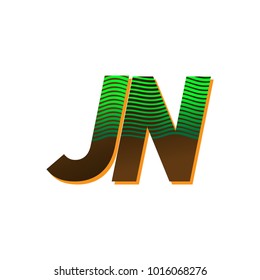 initial letter logo JN colored green and brown with striped composition, Vector logo design template elements for your business or company identity