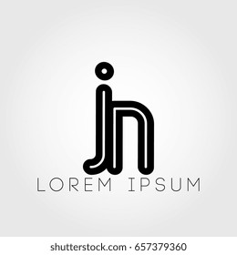 initial letter logo jn outline lowercase black logotype