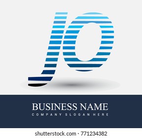 initial letter logo JO colored blue with striped compotition, Vector logo design template elements for your business or company identity
