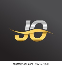initial letter logo JO company name gold and silver color swoosh design. vector logotype for business and company identity.