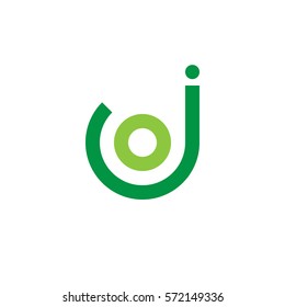 initial letter logo jo, oj, o inside j rounded lowercase green flat