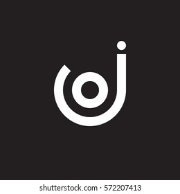initial letter logo jo, oj, o inside j rounded lowercase white black background