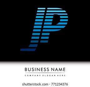 initial letter logo JP colored blue with striped compotition, Vector logo design template elements for your business or company identity
