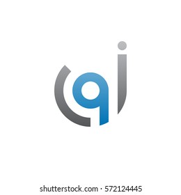 initial letter logo jq, qj, q inside j rounded lowercase blue gray