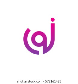 initial letter logo jq, qj, q inside j rounded lowercase purple pink