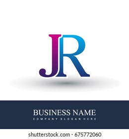 initial letter logo JR colored purple and blue, Vector logo design template elements for your business or company identity