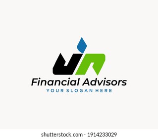 logotipo de la letra inicial JR. Plantilla de diseño del logotipo JR con tarjeta de visita. Vector