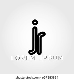 initial letter logo jr outline lowercase black logotype