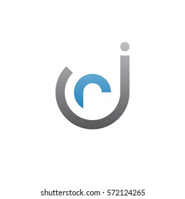 initial letter logo jr, rj, r inside j rounded lowercase blue gray