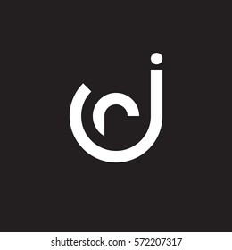 initial letter logo jr, rj, r inside j rounded lowercase white black background