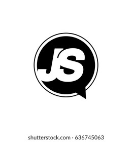 Initial letter logo js inside speech bubble black