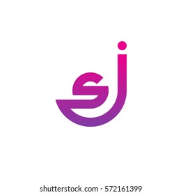 initial letter logo js, sj, s inside j rounded lowercase purple pink