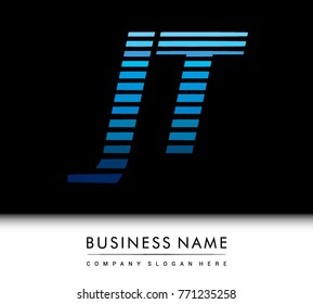 initial letter logo JT colored blue with striped compotition, Vector logo design template elements for your business or company identity
