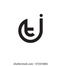 initial letter logo jt, tj, t inside j rounded lowercase black monogram