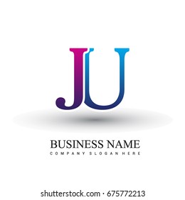 initial letter logo JU colored purple and blue, Vector logo design template elements for your business or company identity