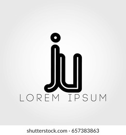 initial letter logo ju outline lowercase black logotype