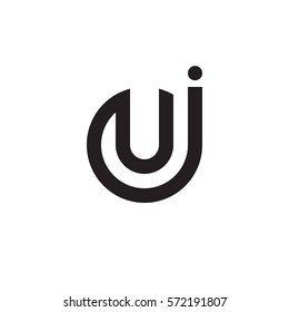 initial letter logo ju, uj, u inside j rounded lowercase black monogram