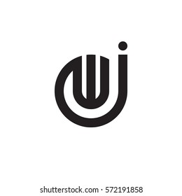 initial letter logo jw, wj, w inside j rounded lowercase black monogram