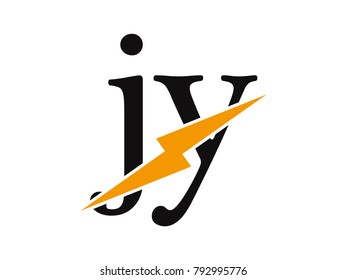 Initial letter logo jy lowercase thunder vector design