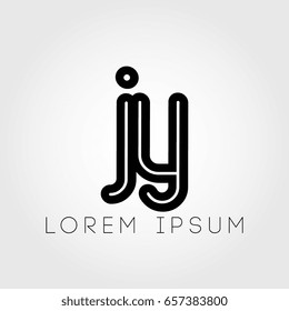 initial letter logo jy outline lowercase black logotype