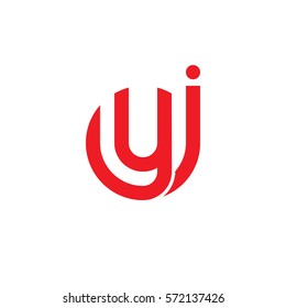 initial letter logo jy, yj, y inside j rounded lowercase red flat