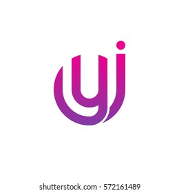 initial letter logo jy, yj, y inside j rounded lowercase purple pink