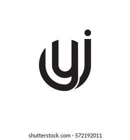 initial letter logo jy, yj, y inside j rounded lowercase black monogram