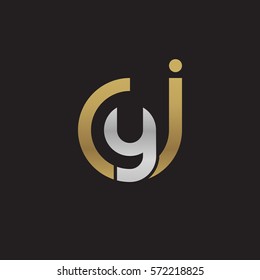 initial letter logo jy, yj, y inside j rounded lowercase logo gold silver